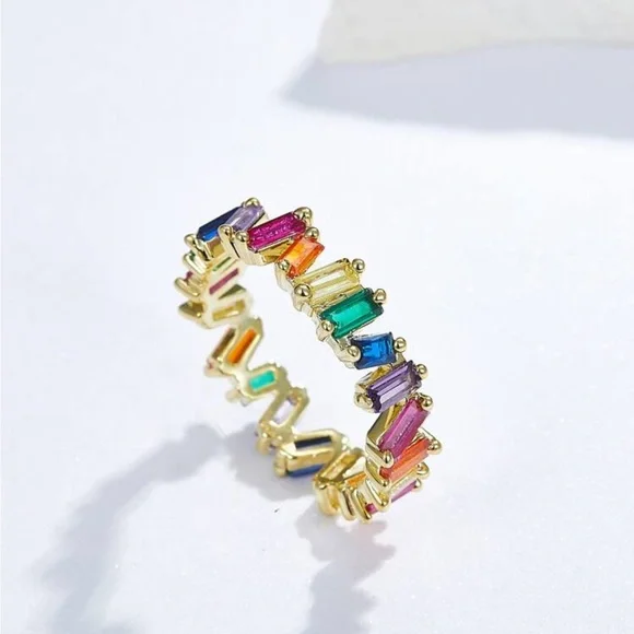 Gold Rainbow Gemstone Ring - Picture 3 of 3